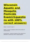 Wisconsin Aquatic and Mosquito Pesticide Exam(21questions with 100- correct answers)