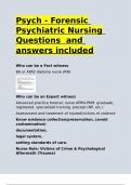 Psych - Forensic Psychiatric Nursing Questions and answers included