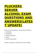 PLUCKERS SERVER ALCOHOL EXAM QUESTIONS AND ANSWERS(LATEST UPDATE)