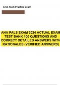 AHA PALS EXAM 2024 ACTUAL EXAM TEST BANK 100 QUESTIONS AND CORRECT DETAILED ANSWERS WITH RATIONALES (VERIFIED ANSWERS) 