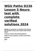 WGU Patho D236 Lesson 5 Neuro test with complete verified solutions 2024