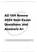 AZ-104 Renew  2024 final Exam  Questions and  Answers A+