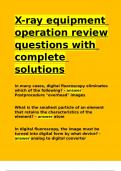 X-ray equipment operation review questions with complete solutions