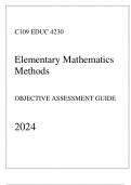 WGU C109 - EDUC 4230 Elementary Mathematics Methods - Comprehensive OA Guide 2024