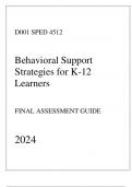 WGU D001 - SPED 4512 Behavioral Support Strategies for K-12 Learners - Comprehensive FA Guide 2024