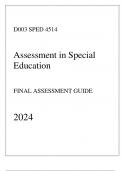 WGU D003 - SPED 4514 Assessment in Special Education - Comprehensive FA Guide 2024.