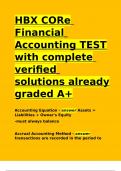 HBX CORe Financial Accounting TEST with complete verified solutions already graded A+