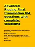 Advanced Rigging Final Examination (84 questions with complete solutions)