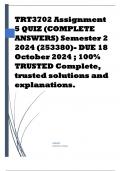 TRT3702 Assignment 5 QUIZ (COMPLETE ANSWERS) Semester 2 2024 (253380)- DUE 18 October 2024 ; 100% TRUSTED Complete, trusted solutions and explanations.