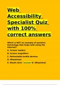 Web Accessibility Specialist Quiz with 100- correct answers.