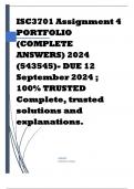 ISC3701 Assignment 4 PORTFOLIO (COMPLETE ANSWERS) 2024 (543545)- DUE 12 September 2024 ; 100% TRUSTED Complete, trusted solutions and explanations.