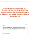 ATI NUTRITION PROCTORED 2024 / NUTRITION ATI PROCTORED 2024 EXAM LATEST 200 QUESTIONS AND CORRECT DETAILED ANSWERS WITH RATIONALES 