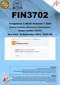 FIN3702 Assignment 2 (COMPLETE ANSWERS) Semester 2 2024 (215721)- DUE 30 September 2024