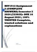 HSY1512 Assignment 2 (COMPLETE ANSWERS) Semester 2 2024 (723925)- DUE 16 August 2024 ; 100% TRUSTED Complete, trusted solutions and explanations