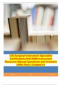 CIS Surgical Instrument Specialist Certification IAHCSMM Instrument Resource Manual Questions and Answers 100% Pass | Graded A+