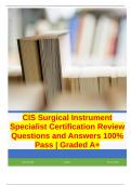 CIS Surgical Instrument Specialist Certification Review Questions and Answers 100% Pass | Graded A+