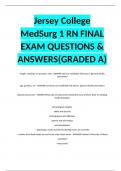 Jersey College MedSurg 1 RN FINAL EXAM QUESTIONS & ANSWERS(GRADED A)