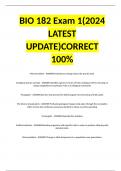 BIO 182 Exam 1(2024 LATEST UPDATE)CORRECT 100%