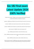 bio 182 final exam Latest Update 2024 100% Verified