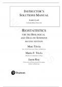 Instructor's Manual for Biostatistics for the Biological and Health Sciences 2nd Edition by Marc Triola, All Chapters | Complete Guide A+