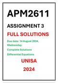 APM2611 Assignment 3 Complete Solutions UNISA 2024 Due date 14 August 2024 Differential Equations 