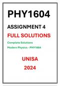 PHY1604 Assignment 4 Complete Solutions UNISA 2024 Modern Physics 