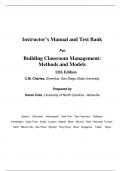 Instructor’s Manual and Test Bank For Building Classroom Management Methods and Models 12th Edition, All Chapters 1-14 | Complete Guide A+