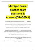 Michigan Broker practice exam questions & Answers(GRADED A)