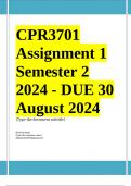 CPR3701 Assignment 1 QUIZ (COMPLETE ANSWERS) Semester 2 2024 - DUE 30 August 2024 ; 100% TRUSTED Complete, trusted solutions and explanations