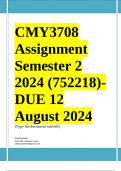 CMY3708 Assignment 1 (COMPLETE ANSWERS) Semester 2 2024 (752218)- DUE 12 August 2024 ; 100% TRUSTED Complete, trusted solutions and explanations.... 