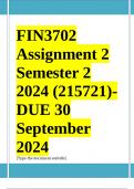 FIN3702 Assignment 2 (COMPLETE ANSWERS) Semester 2 2024 (215721)- DUE 30 September 2024 ; 100% TRUSTED Complete, trusted solutions and explanations. 