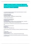 LMSW review exam II. Human Behavior & the Social Environment Questions and Answers Latest Updated