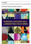 Test Bank Foundations For Population Health In Community/Public Health Nursing By Marcia Stanhope, Jeanette Lancaster{ 6th edition 2024}..FOR BEST RESULTS