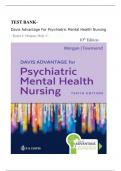 TEST BANK- Davis Advantage For Psychiatric Mental Health Nursing 10th Edition/ REVISION AT ITS BEST!!/BY Morgan 2024