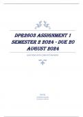 DPR2603 Assignment 1 Semester 2 2024 - DUE 20 August 2024