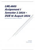 LML4805 Assignment 1 Semester 2 2024 - DUE 16 August 2024