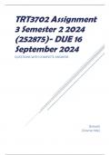 TRT3702 Assignment 3 Semester 2 2024 (252875)- DUE 16 September 2024