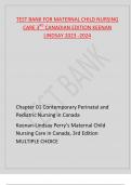 Test Bank for Perry's Maternal Child Nursing Care 3rd CANADIAN Edition Keenan Lindsay 9780323759199 Chapter 1 - 55 Updated 2023