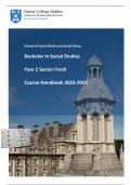 School of Social Work and Social Policy   Bachelor in Social Studies Year 2 Senior Fresh Course Handbook 2023‐2024  