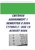 CMY2602 Assignment 1 Semester 2 2024 (779651) - DUE 19 August 2024 QUESTIONS WITH ANSWERS