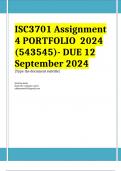 ISC3701 Assignment 4 PORTFOLIO (COMPLETE ANSWERS) 2024 (543545)- DUE 12 September 2024 ; 100% TRUSTED Complete, trusted solutions and explanations. 