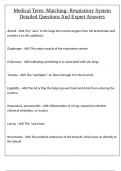 Medical Term- Matching- Respiratory System Detailed Questions And Expert Answers