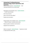 Cardiopulmonary Pharmacology Exam Questions and Answers