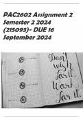 PAC2602 Assignment 2 Semester 2 2024 (215093)- DUE 16 September 2024 