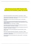   Hesi Entrance Exam A&P Practice Test Questions And Answers Latest Top Score.