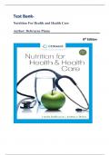 Test Bank for Nutrition for Health and Health Care, 8th Edition ( DeBruyne Pinna,2022)  1-23 Chapters || All  Chapters ||Latest Edition