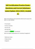 SAP Certification Practice Exam | Questions and Correct Solutions | Latest Update 2024/2025 | Graded A+