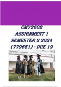 CMY2602 Assignment 1 (COMPLETE ANSWERS) Semester 2 2024 (779651) - DUE 19 August 2024, 100% TRUSTED Complete  solutions and 100% explanations