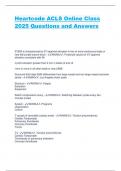 Heartcode ACLS Online Class 2025 Questions and Answers STEMI is characterized by ST segment elevation in two or more continuous leads or new left bundle branch block - ANSW..Threshold values for ST segment elevation consistent with MI J point elevation gr