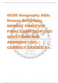 GCSE Geography AQA:  Human Geography  NEWEST PRACTICE  FINAL EXAM 2024-2025  QUESTIONS AND  ANSWERS 100%  CORRECT GRADED A+